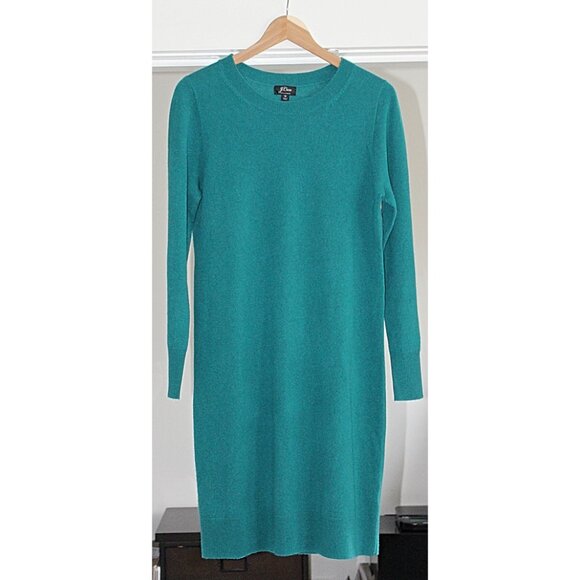 J Crew - Long Sleeve Cashmere Everyday Crewneck Dress in Spicy Jade, Med - Picture 4 of 9